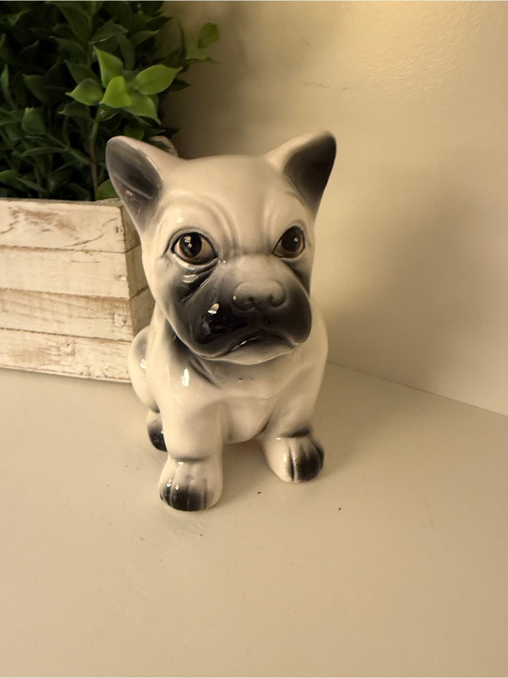 Vintage MY-NEIL Boston Terrier Dog Ceramic Planter Taiwan 7” Puppy Vase